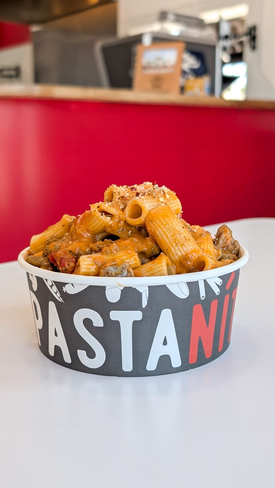 A freshly made pasta bowl from PastaNito