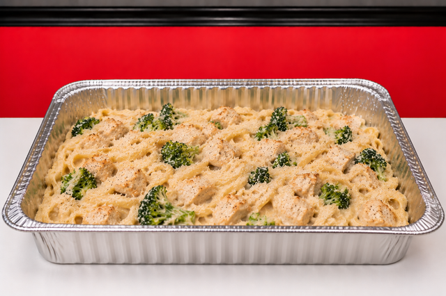 Catering Tray Chicken Alfredo Broccoli.
