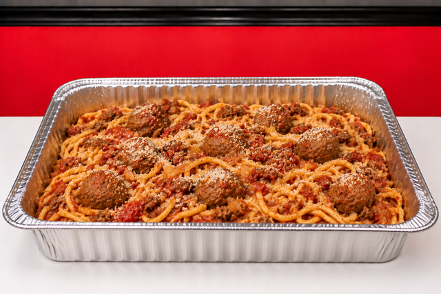 Catering Tray Marinara + Meatballs.